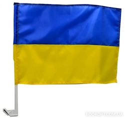 Прапор для автомобіля "Україна" 30*45 см (Зі штоком)  Нейлон Прапор для автомобіля "Україна" 30*45 см (Зі штоком)  Нейлон