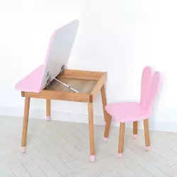 Комплект ARINWOOD Зайчик Desk з ящиком Рожевий (столик + стілець) 04-025R-DESK