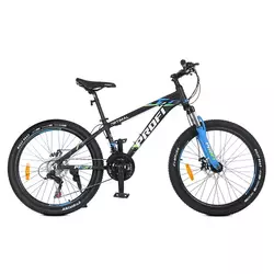 Велосипед 24 д. G24OPTIMAL A24.4 (1шт)алюм.рама 13",SHIMANO 21SP,алюм.DB,FW TZ500,чорн-голуб-салат