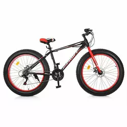 Велосипед 26 д. EB26POWER 1.0 S26.1 сталь.рама17", Shimano21SP, ал.DB, ал.об, 26"*4.0,чорно-червоний