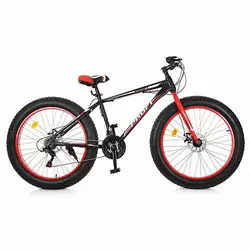 Велосипед 26 д. EB26POWER 1.0 S26.1 сталь.рама17", Shimano21SP, ал.DB, ал.об, 26"*4.0,чорно-червоний Велосипед 26 д. EB26POWER 1.0 S26.1 сталь.рама17", Shimano21SP, ал.DB, ал.об, 26"*4.0,чорно-червоний