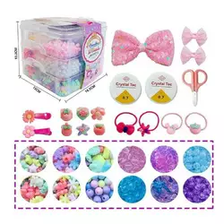 Набір бісеру N 114-3 (32/2) 2 лески, ножиці, прикраси для волосся, кулони,10 видів бусин, в боксі Набір бісеру N 114-3 (32/2) 2 лески, ножиці, прикраси для волосся, кулони,10 видів бусин, в боксі