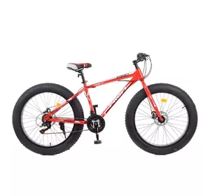 Велосипед 26 д. EB26POWER 1.0 S26.4 (1шт) сталь.рама17", Shimano21SP, ал.DB, ал.обод, 26 * 4.0, червоний Велосипед 26 д. EB26POWER 1.0 S26.4 (1шт) сталь.рама17", Shimano21SP, ал.DB, ал.обод, 26 * 4.0, червоний