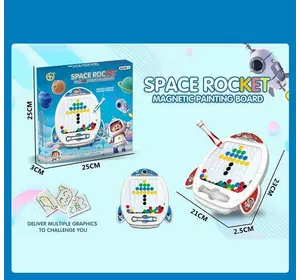Мозаїка 55676-1 (72/2) 2 кольори, “Космічна ракета”, магнітний стилус, картки із завданнями, наліпки, в коробці