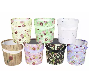 Кругла подарункова коробка 15х14,5х14 "Квіти" для квітів мікс забарвлень Кругла подарункова коробка 15х14,5х14 "Квіти" для квітів мікс забарвлень