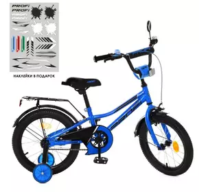 Велосипед дитячий PROF1 18д. Y18223 Prime, дзвінок, дод. колеса, синій.