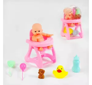 Пупсик з аксесуарами LD 5588-20 D (288/2) стілець для годування, іграшка, пляшка, улюбленець, пискавка, в сітці