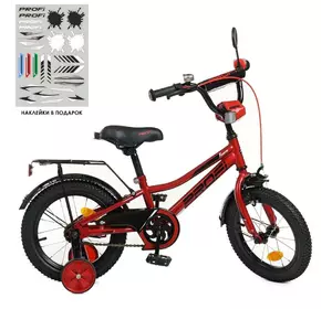 Велосипед дитячий PROF1 14д. Y14221 Prime, червоний, дзвінок, дод.колеса.