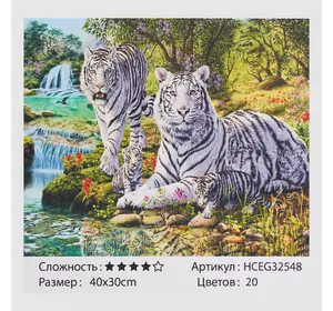 Картини за номерами HCEG 32548 (30) ""TK Group"", ""БІлі тигри"", 40*30см, в коробці