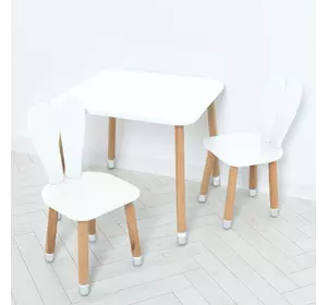 Столик 04-025W-2 з двома стільцями, 60-60 см., білий.