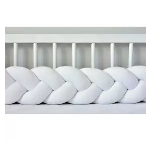 Бортик в кроватку Хатка Косичка Белый 120 см (одна сторона кроватки)