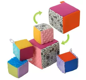 гр Набір м'яких кубиків дизайн 4 ""Звірятка"" 2050036113 (1) “Homefort” 5 кубиків, 1 великий 15х15см, 4 маленьких 10х10см, з петелькою, в ПВХ пакеті