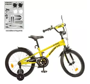 Велосипед дитячий PROF1 16д. Y16214 Shark, SKD45, жовто-чорний, дзвінок,ліхтар,дод.колеса.