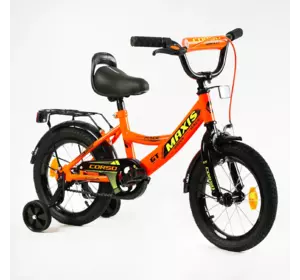 Велосипед 14" дюймів 2-х колісний "CORSO" MAXIS CL-14703 (1) ручне гальмо, дзвіночок, сидіння з ручкою, додаткові колеса, ЗІБРАНИЙ НА 75%, в коробці
