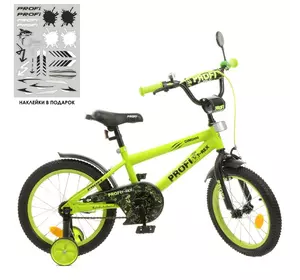 Велосипед дитячий PROF1 16д. Y1671 Dino, SKD45, дзвінок, ліхтар, дод.колеса, салатово-чорн. (мат.)