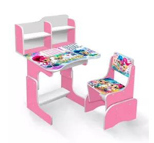 гр Парта шкільна ""Сестри джин"" ПШ 006 (1) ЛДСП, колір рожевий, 69*45 см, + 1 стілець, з пеналом