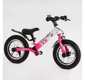 Велобіг Corso ""Skip Jack"" 25025 (1) Рожево-білий, надувні колеса 12"", сталева рама з амортизатором, ручне гальмо, підніжка, в коробці