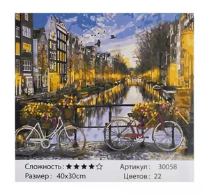 Картини за номерами HCEG 30058 (30) ""TK Group"", ""Амстердам"", 40х30 см, в коробці