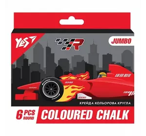 Крейда кольорова YES "Race legend", 6 шт, JUMBO Крейда кольорова YES "Race legend", 6 шт, JUMBO