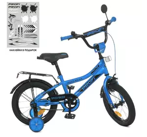Велосипед дитячий PROF1 14д. Y14313 Speed racer, SKD45, синій, дзвінок, дод.колеса.