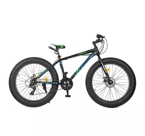 Велосипед 26 д. EB26POWER 1.0 S26.5 сталь.рама17", Shimano21SP, ал.DB, ал.обід, 26*4.0, чорно-синій. Велосипед 26 д. EB26POWER 1.0 S26.5 сталь.рама17", Shimano21SP, ал.DB, ал.обід, 26*4.0, чорно-синій.