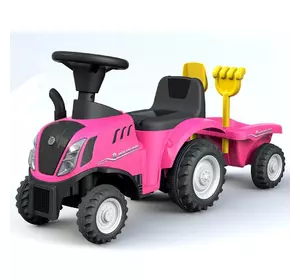 Каталка-толокар 658T-8 трактор з причепом, муз., світло, бат., кор., рожевий.