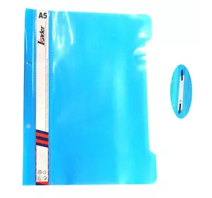 Швидкозшивач, пластик. прозор. верх А5 синій L (блакитний), KS320-А5 Leader