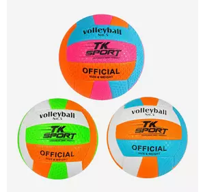 М'яч волейбольний С 40094 (60) ""TK Sport"", 3 кольори, м'який PVC, 280 грамів, гумовий балон, ВИДАЄТЬСЯ ТІЛЬКИ МІКС ВИДІВ