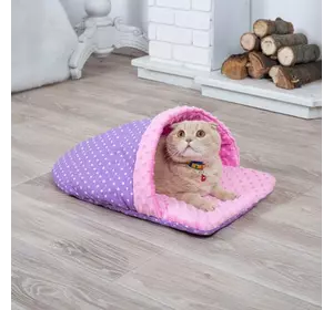 Лежанка для кота и собаки Тапочек фиолетовая с розовым
