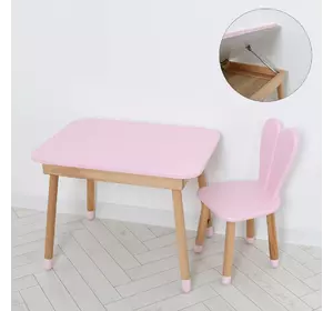 Столик 04-027R-TABLE зі стільчиком, зайчик, ящик, рожевий, 68-50 см.
