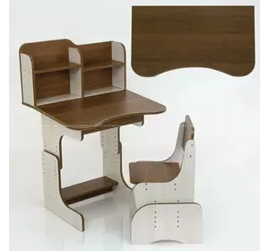 гр Парта шкільна ПШ012 (1) ЛДСП, колір коричневий, 69*45 см, + 1 стілець, з пеналом