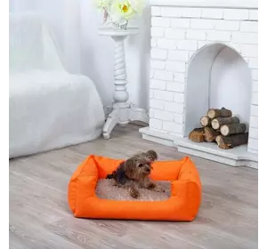 Лежанка для кота и собаки Комфорт оранжевый с бежевым M - 70 x 50