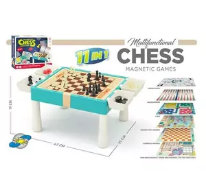 Гра ""11в1"" 9801 B (36) 11 в 1, столик, шахи, шашки, нарди, гомоку, змійки та драбинки, лудо, ігрові елементи, в коробці