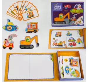 Пазли магнітні С 47881 (24) "Транспорт", 80 елементів, 70 деталей пазла, 10 карток, в коробці Пазли магнітні С 47881 (24) "Транспорт", 80 елементів, 70 деталей пазла, 10 карток, в коробці