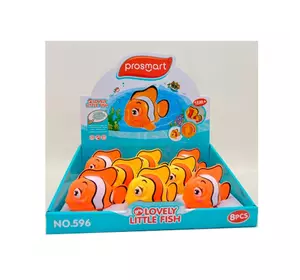 Водоплавна іграшка 596 рибка, заводна, 8 шт. (2 кольори) в диспл., 30-23-8 см.