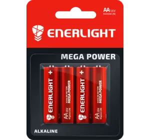 Батарейка ENERLIGHT MEGA POWER AA BLI 4, (U4бл.), пальчик,   ALKALIN    (1/4/48/576) (ЦІНА ЗА 4 ШТ)
