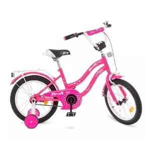 Велосипед дитячий PROF1 16д. Y1692 Star, малиновий, дзвінок, дод.колеса.