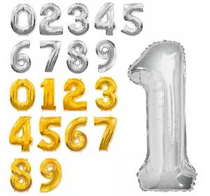 Кульки надувні фольговані MK 2723-4 цифри, 32 дюйма, 0-9, 2 кольори, 35 шт. кул.