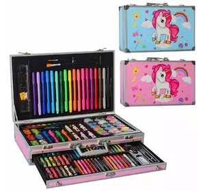 Набір для творчості MK 4642 олівці, акв.фарби, фломастери, крейда, 2 кольори, валіза, 37-22,5-8см.