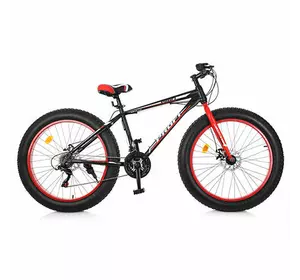 Велосипед 26 д. EB26POWER 1.0 S26.1 сталь.рама17", Shimano21SP, ал.DB, ал.об, 26"*4.0,чорно-червоний