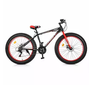 Велосипед 26 д. EB26POWER 1.0 S26.1 сталь.рама17", Shimano21SP, ал.DB, ал.об, 26"*4.0,чорно-червоний Велосипед 26 д. EB26POWER 1.0 S26.1 сталь.рама17", Shimano21SP, ал.DB, ал.об, 26"*4.0,чорно-червоний